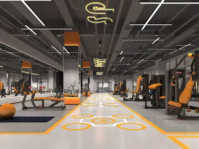Gym fitness center interior  3D model