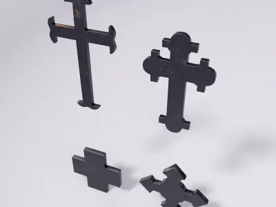Cross symbols set 3d model  Low-poly 3D model