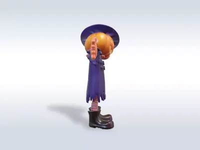 Cheerful Pumpkin Boy Halloween Character  Free 3D model purchase