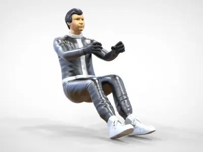 N6 Sitting Race Driver with NHRA Racing Helmet 3D print model