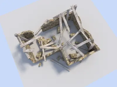 ruined house Free low-poly 3D model