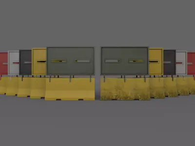 PBR Concrete Roadblock Barrier V7 Low-poly 3D model