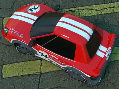 Rigged low poly cartoon racing car MOTUL Low-poly 3D model