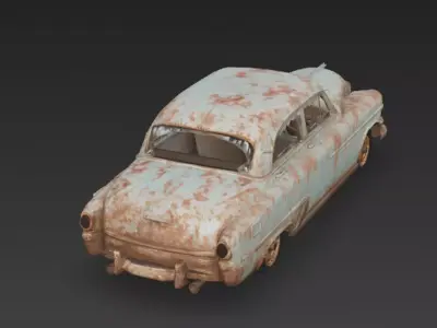 Abandoned Rusty Car 3D Model PBR Low-poly 3D model