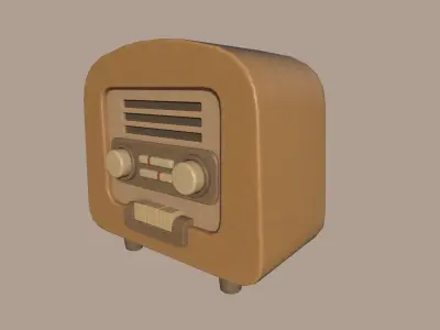 Low-poly Simple Stylized Retro Radio Low-poly 3D model