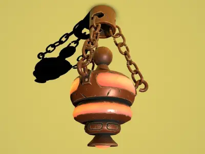 Fantasy bronze chandelier mini Low-poly 3D model