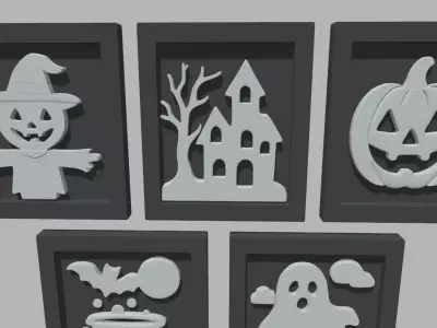 Halloween Pictures Frames 02 Low-poly 3D model