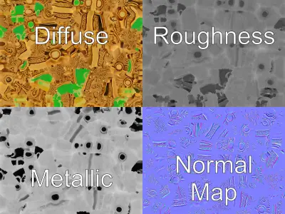 Mystic Gold Shield Glowing Jade Motifs model pack Texture