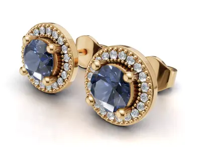 AV 715  Round Diamond Stud Earrings 3D print model