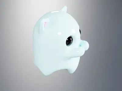 Kitty kawaii ghost Low-poly 3D model