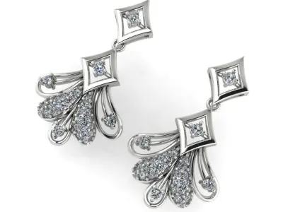 light Wight white gold diamond Earring-Nk-77ER 3D print model