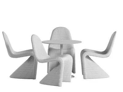 Glass Dining set Low-poly 3D model