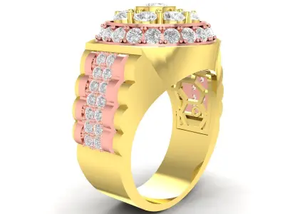 Luxury Multi Layer Halo Diamond Men Ring  3398 3D print model