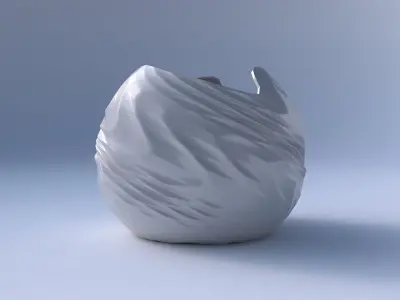 Bowl Spheric wavy with sections and twisted lines 3D print model