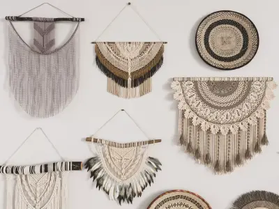 set of Boho and Macrame 3D model