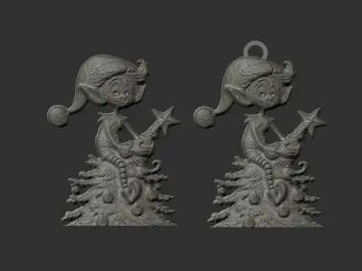 christmas elf in christmastree decor  3D print model