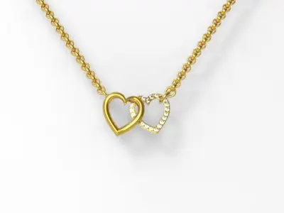 Double Heart Pendant Necklace Free 3D print model