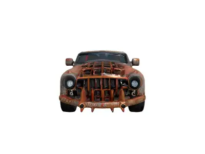Rusty PostApocalyptic Battle Car Low-poly 3D model