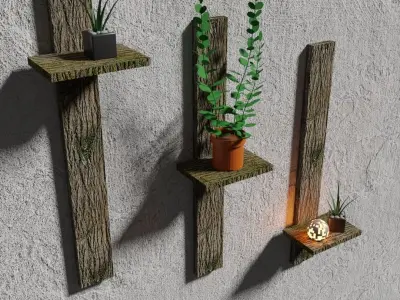 Wall Shelves Low-poly 3D model