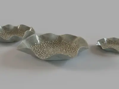 Tidepool Bowls Set Of 3 Grey 3D model