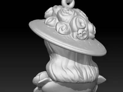 Girl in a Flower Hat 3D print model