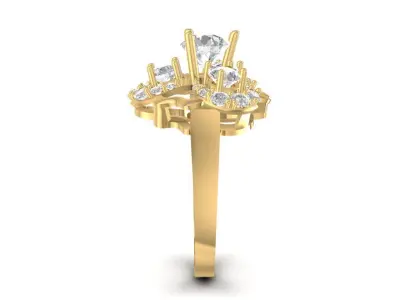 Luxury Heart Shape Diamond Cluster Ring for Women 1475 3D print model