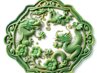 Emerald Dragon Medallion model pack Low-poly 3D model