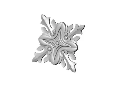 Square floral motif rosette carving molding relief onlay 3D print model