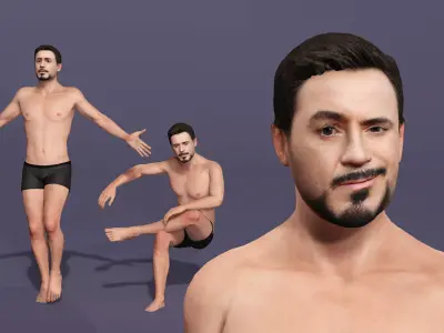 Realistic Man Robert Downey Jr ironman Avengers marvel 3D model