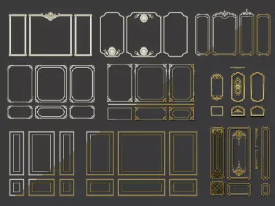 Classic Wall moldings and gypsum cornice 9 3D model