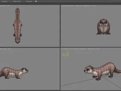 Cartoon otter Low-poly 3D model