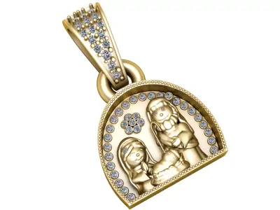 FAMILY DIAMOND CHARM PENDANT  3D PRINABLE MODEL  3D print model