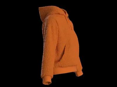 Female plush hoodie 3D model