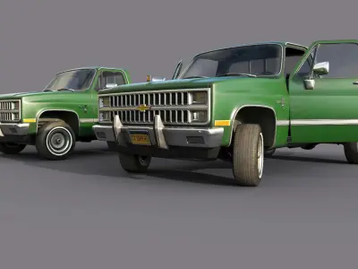 Chevrolet C10 1982 Green Low-poly 3D model