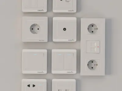 Luxury Wall Socket Interruptor and Charger Power Outlet Set 3D model