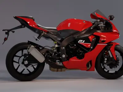 Yamaha R1 2015 Red and black Low-poly 3D model
