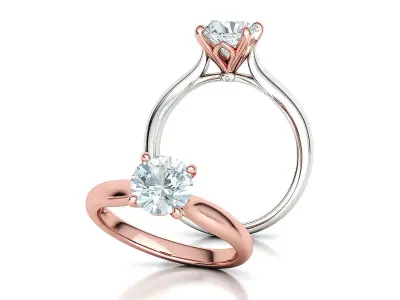 Moissanite Solitaire Ring Two Tone 4claw Ring 3Dmodel 3D print model
