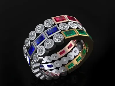 Ring with 2 Stones  3D print model