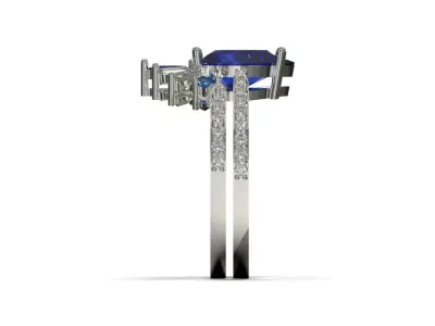 Royal Blue wedding cad ring model wr0131 3D print model