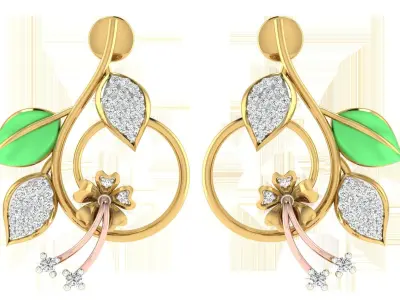 Solitaire Women Drop Earring 3dm STL OBJ FBX Renders Details 3D print model shop