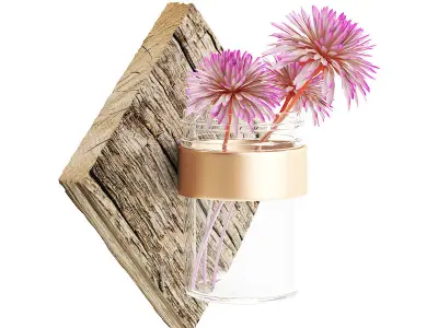 Wall Hanging Flask with Flower 3D model