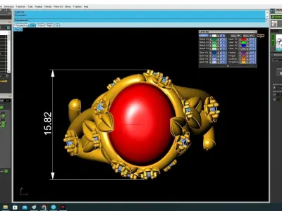 Luxury Oval Gemstone Floral Ring Jewelry 3D Model  3677 3D print model