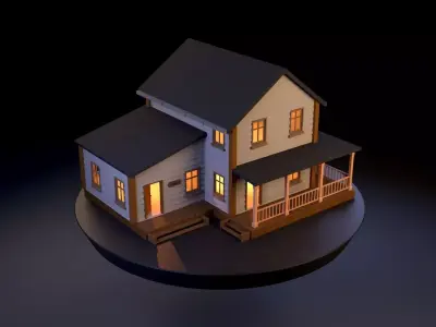 House With Veranda Low-poly 3D model