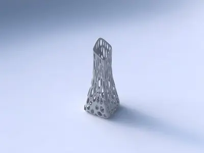 Vase squeezed and bent rectangle 2 with smooth organic lattice 3D print model