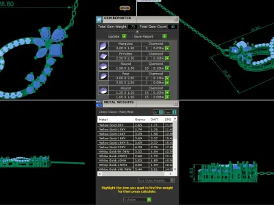 Diamond Necklace 360 animation renders 3dm stl details 3D print model