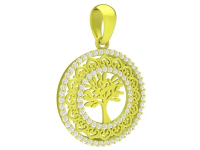 Elegant Tree Of Life Round Pendant With Decorative Frame 4232 3D print model