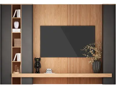 tv wall with modern and minimalist style 3D model
