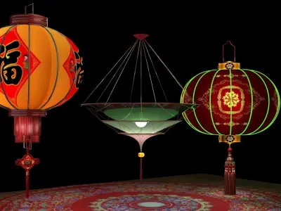 Chinese red lantern  3D model 14