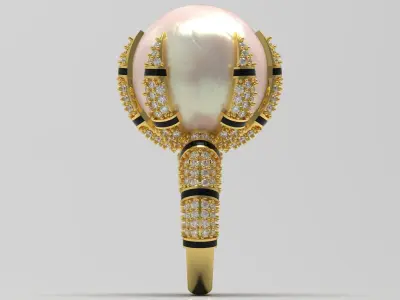 luxury pearl diamond ring pr0066 3D print model