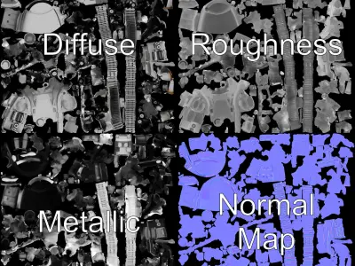 Futuristic Battle Tank Model Pack Low-poly 3D model